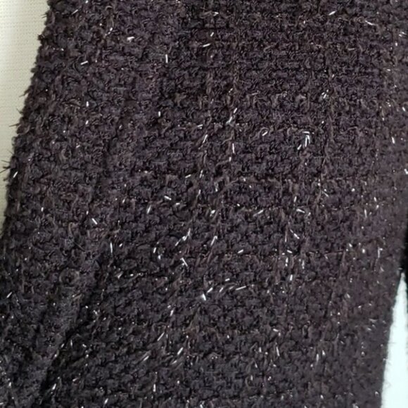 St John Vintage Brown Knit Belted Blazer Jacket with Furry Removable Collar - Picture 6 of 7